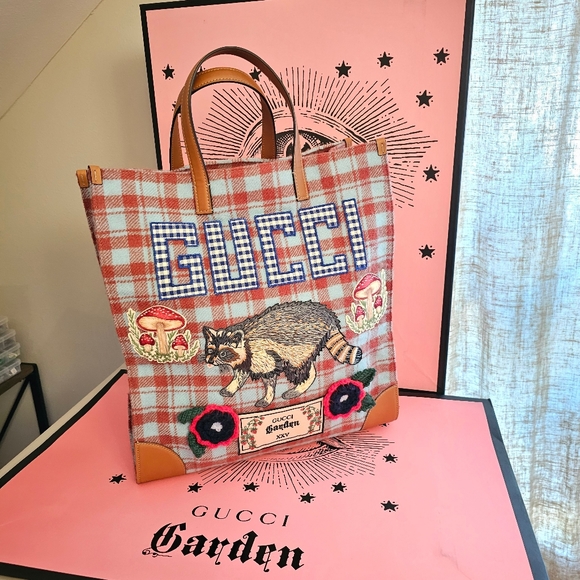 RARE! Authentic NIB Gucci Garden FLORENCE  Tweed Leather Tote Bag - Picture 7 of 13
